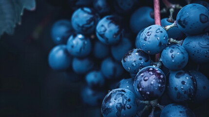 Wall Mural - Ripe Blue Grapes in a Vineyard