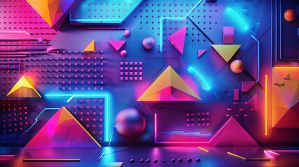 Wall Mural - Neon Geometric Abstract Art