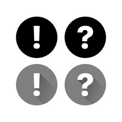 Canvas Print - Exclamation mark and question mark set icons. Silhouette and flat styles. Vector icons.