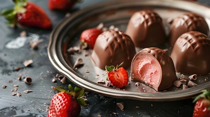 Sticker - Sweets with strawberry filling placed on a silver