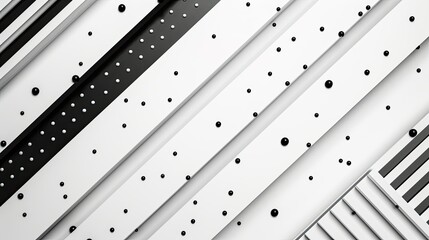 Poster - A minimalist background with simple black and white stripes and dots