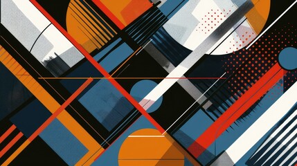 Poster - A modern abstract background with geometric shapes and bold lines in contrasting colors