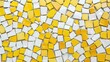 © Lasvu - Yellow and white ceramic tile mosaic background, chaotic pattern for wall decor and interior design.