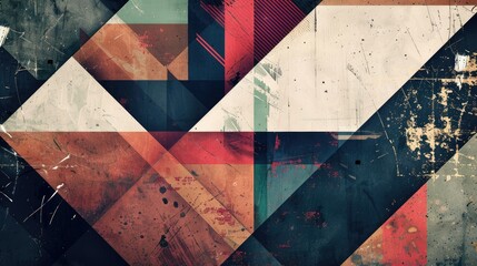 Fototapete - An abstract background with geometric patterns and a blend of vintage and modern elements