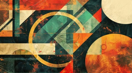 Fototapete - An abstract background with geometric patterns and a blend of vintage and modern elements