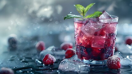 Canvas Print - Fruit drink served in a transparent glass image