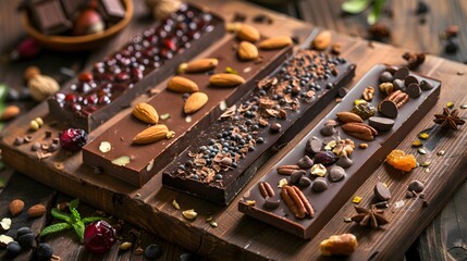 Sticker - Chocolate bars with nuts and dried fruits laid img