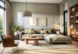 © 沈 建亨 - Modern living room interior design. 3d render illustration mock up.
