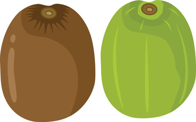 Sticker - Green kiwi with and without peel