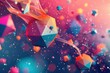 © D.APIWAT - Vibrant 3D background with floating geometric shapes, dynamic light effects, and colorful abstract elements.