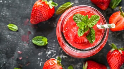 Wall Mural - Clubhouse smoothie served in a glass jar picture