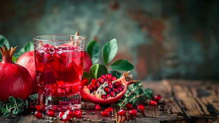 Canvas Print - Pomegranate juice poured into a glass picture