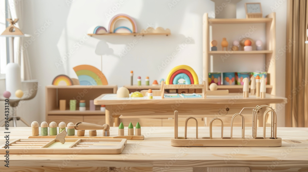 Montessori classroom materials for children, showcasing various ...