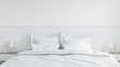 © Studios - White hotel bedroom interior with bed and decoration Mockup frame