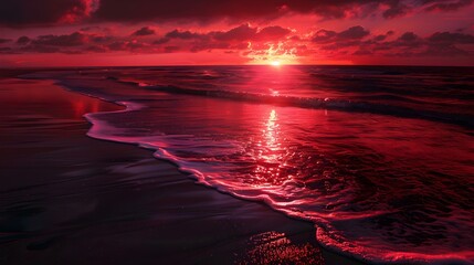 Canvas Print - Sunset over the ocean creates a unique spectacle picture