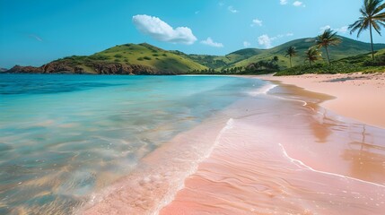 Canvas Print - Lagoon with pink sand and crystal clear water picture