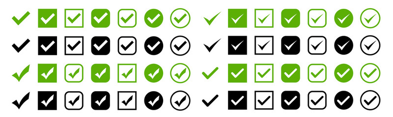 Sticker - Approved icon. Black and green check mark vector icons. Check mark icons . Vector illustration.