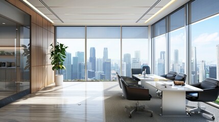 Wall Mural - Modern Office with Cityscape View