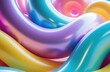 © Svetlana Lavereva - Flat lay of many abstract inflatable bubbly 3d curves and lines, pastel colors.