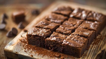 Wall Mural - Chocolate brownie cut into squares and placed img