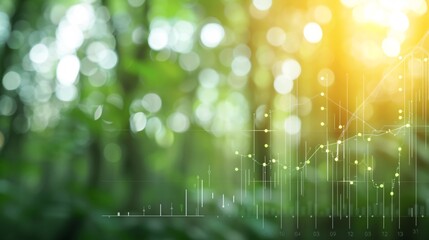 Poster - Gentle lighting on a digital analytics dashboard with a forest background, promoting brand loyalty