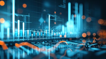Poster - high-tech digital background with a glowing analytics dashboard, promoting brand loyalty