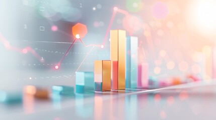 Poster - Soft pastel gradient background with effective SEO graphs, representing successful campaigns