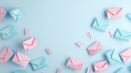 Poster - Soft pastel hues background with professional email marketing tools, showcasing customer engagement