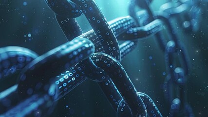 Poster - Concept digital blockchain technology. Blockchain chain with a digital network and binary code. Smart network connection. Blockchain technology and cyber security. Global network technology. 4K Video