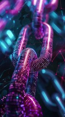 Poster - Concept digital blockchain technology. Blockchain chain with a digital network and binary code. Smart network connection. Blockchain technology and cyber security. Global network technology. 4K Video