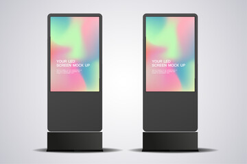 Aufkleber - Set of two LED Screen Mockup in 3Ds of Realistic screen light box for out door signage vector design. Two 3Ds LED vector mock up Illuminated lightbox design