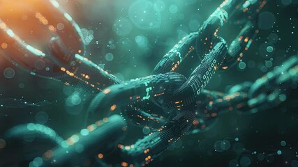 Poster - Concept digital blockchain technology. Blockchain chain with a digital network and binary code. Smart network connection. Blockchain technology and cyber security. Global network technology. 4K Video