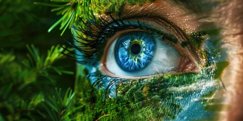 Earth Woman - Surreal Macro Portrait with Planet Earth in the Eye