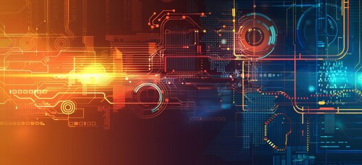 Poster - High-tech abstract digital background with a blend of bright and dark elements, representing innovation.