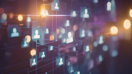 virtual interface with human profiles, highlighting digital job positions.