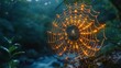 © Junior - A close-up of dewdrops on a spider web in the early morning, with a blurred forest background
