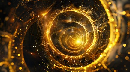 Poster - abstract golden spiral with sparkling particles