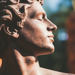 Wall Mural - Close-up of a serene face in profile