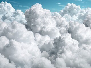 Poster - Fluffy white clouds in a blue sky