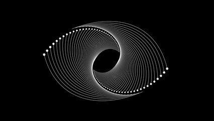 Leinwandbilder - Yin yang symbol of peace. Spiral sound wave. Abstract vector background with dynamic geometric lines pattern.