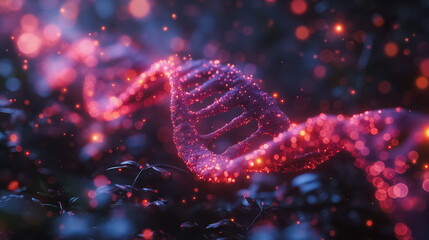 Poster - Biotechnology science concept featuring a detailed DNA helix, highlighting advancements in genetic engineering and research.