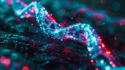 Poster - Background of research in a medical DNA lab, emphasizing biotechnology concepts and scientific innovation.
