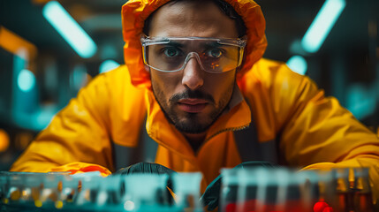 Poster - Technician in a lab extracting DNA samples for forensic purposes, highlighting the role of biotechnology in forensic science.