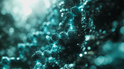 Poster - Background of research in a medical DNA lab, emphasizing biotechnology concepts and scientific innovation.