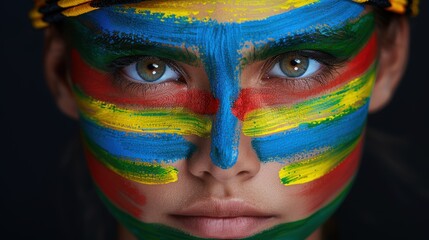 Wall Mural - Colorful face paint design