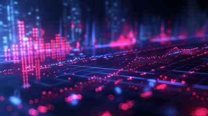 Poster - Dark blue-themed background with a stock market graph, capturing the essence of financial analysis and market performance.