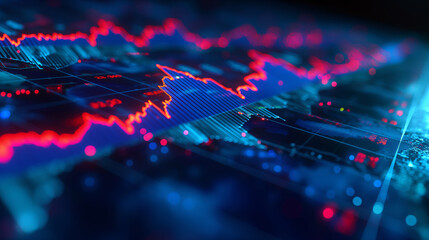 Poster - Elegant dark blue background with a stock market graph overlay, ideal for financial and trading visualizations.