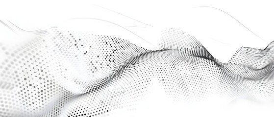 Wall Mural - Abstract wave dots background vector, technology and science theme design with moving lines of dots in gradient grey on white backdrop. Abstract tech banner template for presentation or poster in the 