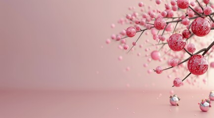 Sticker - Pink and Red Ornaments on a Blue Wall