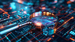 © Mahmud - Magnifying glass on a background of state-of-the-art electronic technology. The image depicts a magnifying glass symbolizing detailed analysis and search, with advanced electronic elements,